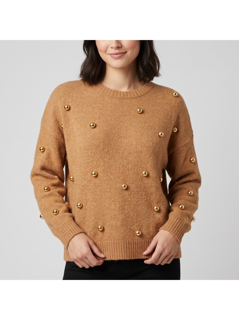 Alice + Olivia Women's Gleeson Metal Ball Pullover Sweater size M NWT MSRP $495